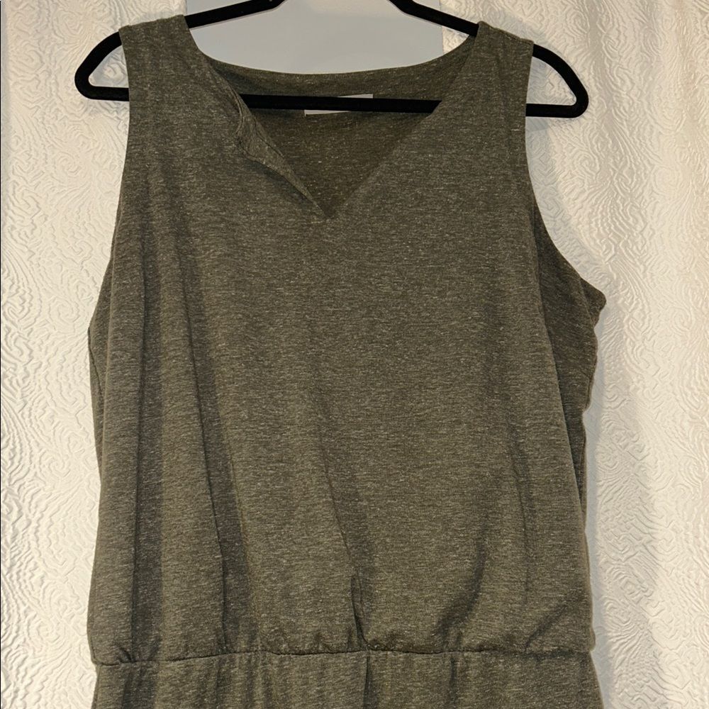 Athleta Linen Blend Gray Sleeveless Dress - Picture 3 of 6
